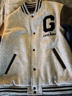 Guess Vintage Reversible Varsity Jacket in Black x Gray